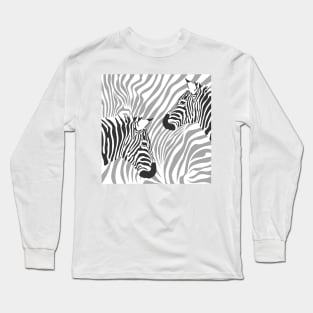 Zebras with zebra pattern background Long Sleeve T-Shirt